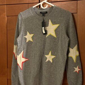 Banana Republic Woman's Sz M Itelian Merino Blend Gray with White Stars $88